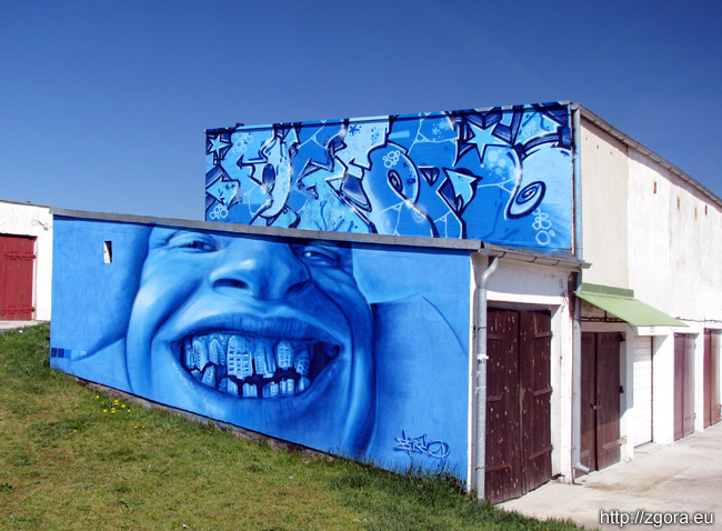 Malunek graffiti na garażach w Zielonej Górze